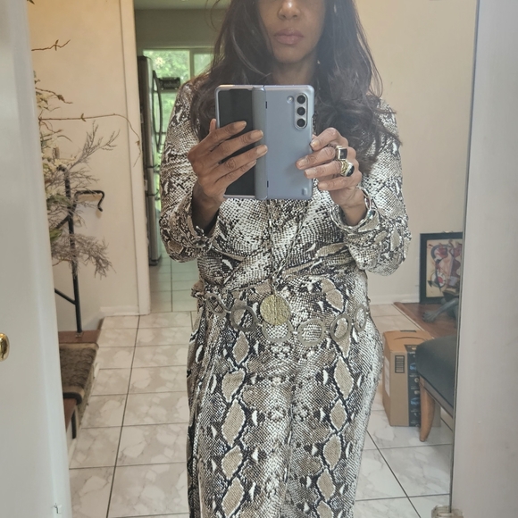 SOLD Diane von Furstenberg Michelle Wrap Python BrownJumpsuit  - 70s - Picture 3 of 15